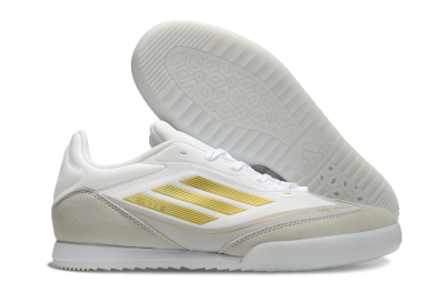 Messi Adizero F50 Freestyle IC Low-Tops Football Shoes - White/Grey/Gold