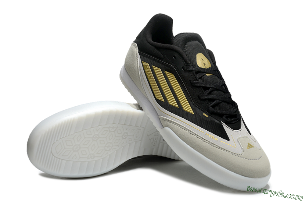 Messi Adizero F50 Freestyle IC Low-Tops Football Shoes - Grey/Black/Gold 3