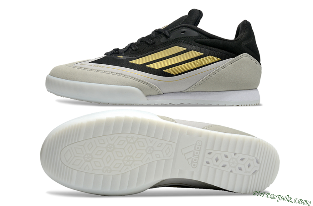 Messi Adizero F50 Freestyle IC Low-Tops Football Shoes - Grey/Black/Gold 0