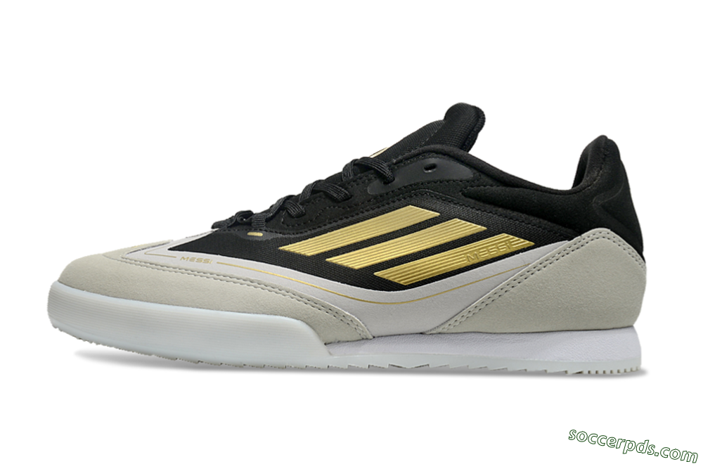 Messi Adizero F50 Freestyle IC Low-Tops Football Shoes - Grey/Black/Gold 2