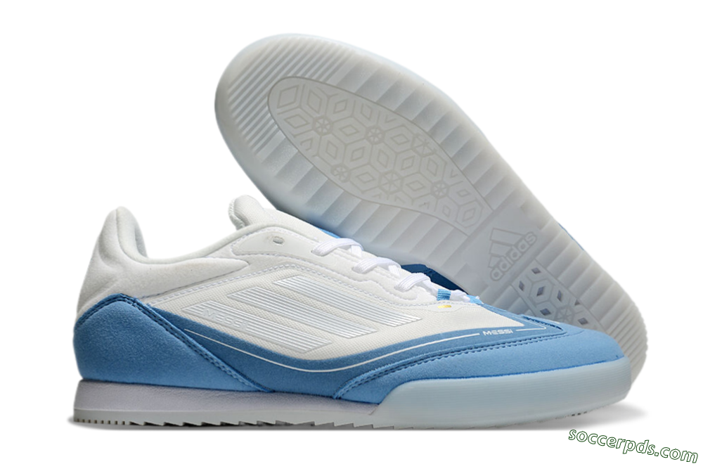 Messi Adizero F50 Freestyle IC Low-Tops Football Shoes - White/Blue/Grey 1