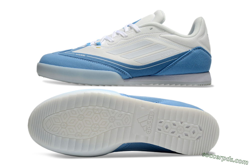 Messi Adizero F50 Freestyle IC Low-Tops Football Shoes - White/Blue/Grey 0