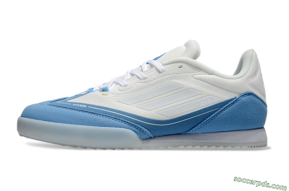 Messi Adizero F50 Freestyle IC Low-Tops Football Shoes - White/Blue/Grey 2