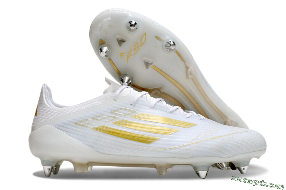 Adidas F50 Elite SG Low-Tops Football Boots - White/Gold/Silver 1