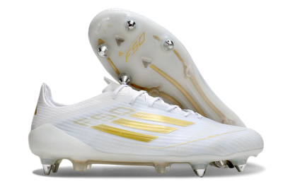 Adidas F50 Elite SG Low-Tops Football Boots - White/Gold/Silver