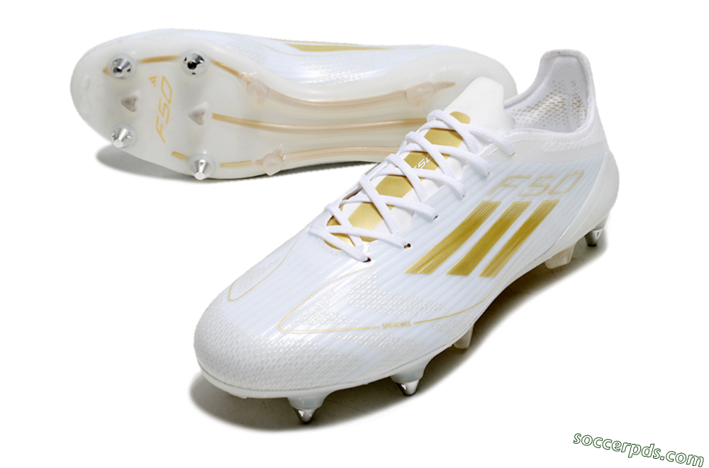 Adidas F50 Elite SG Low-Tops Football Boots - White/Gold/Silver 3