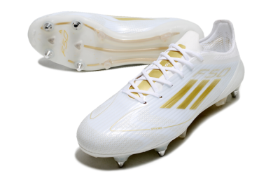 Adidas F50 Elite SG Low-Tops Football Boots - White/Gold/Silver