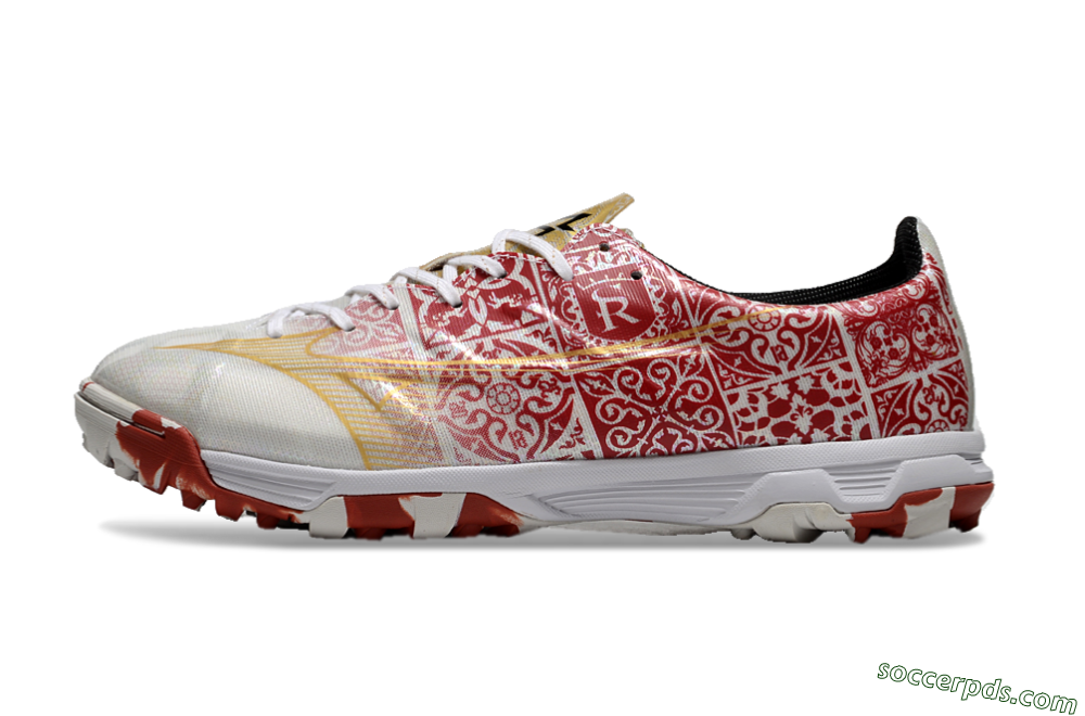 Mizuno Morelia Neo TF Low-Tops Football Shoes - White/Red/Gold 2
