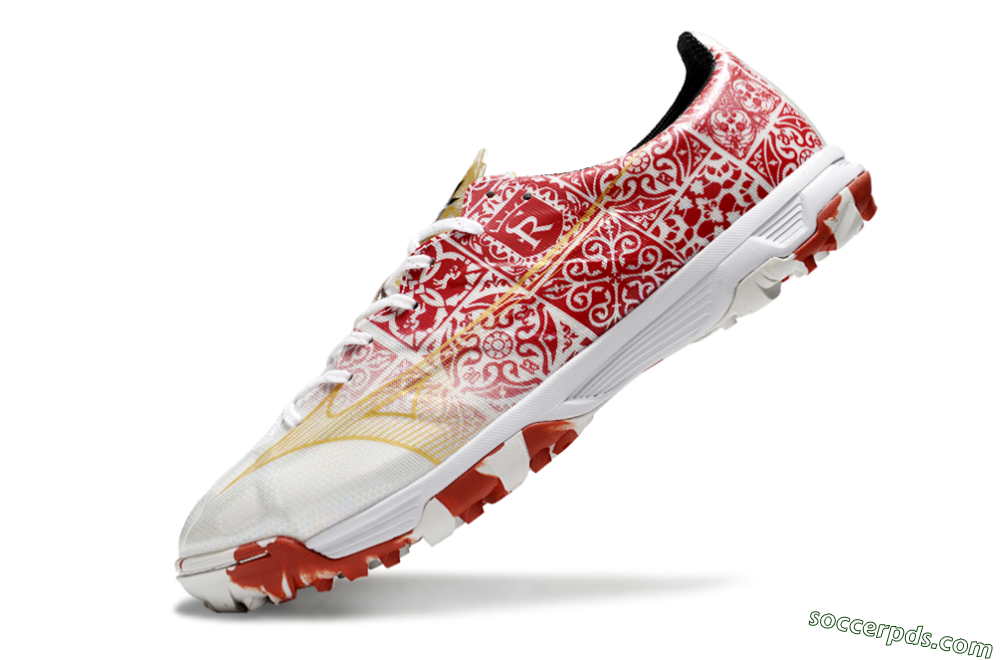Mizuno Morelia Neo TF Low-Tops Football Shoes - White/Red/Gold 5