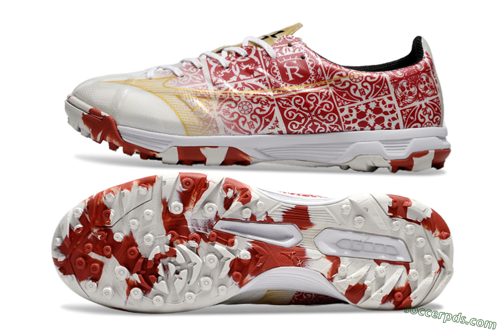 Mizuno Morelia Neo TF Low-Tops Football Shoes - White/Red/Gold 0