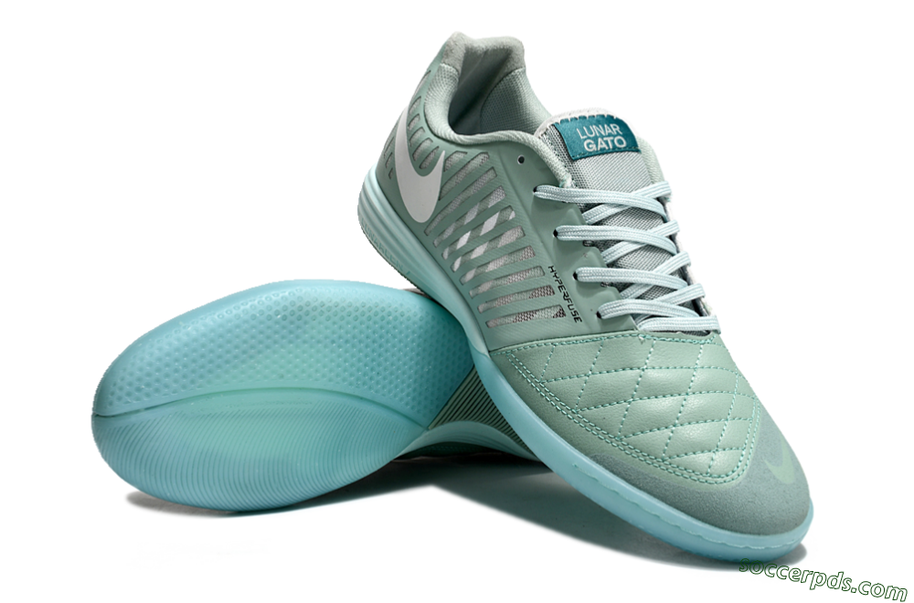 Nike Lunar Gato 2 IC Low-Tops Football Shoes - Jade/White 3