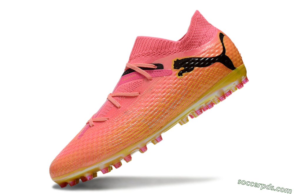 Puma Future Ultimate MG Low-Tops Football Boots - Pink/Black/Yellow 6
