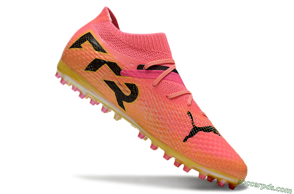Puma Future Ultimate MG Low-Tops Football Boots - Pink/Black/Yellow 5