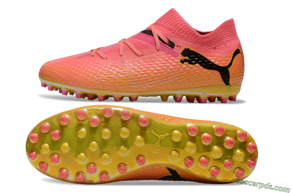 Puma Future Ultimate MG Low-Tops Football Boots - Pink/Black/Yellow 0