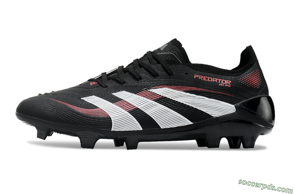 Adidas Predator Elite 2025 Stealth Victory FG Low-Tops Football Boots - Black/White/Red 2