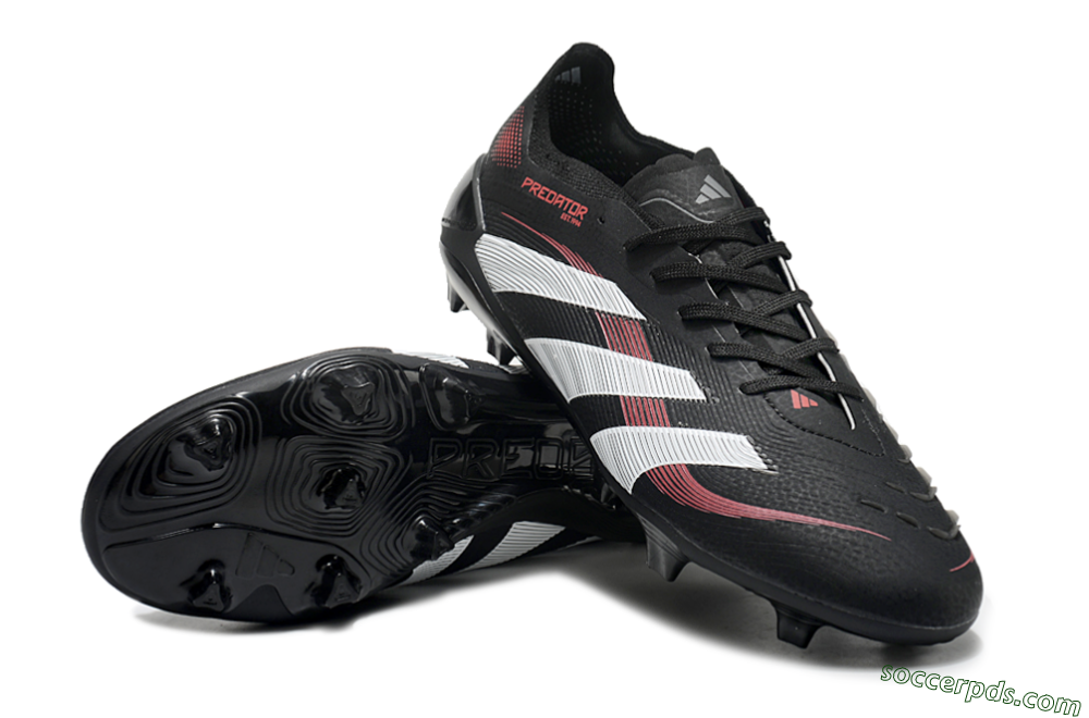 Adidas Predator Elite 2025 Stealth Victory FG Low-Tops Football Boots - Black/White/Red 3