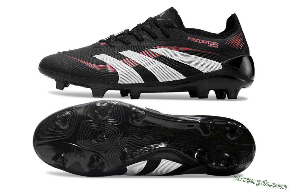 Adidas Predator Elite 2025 Stealth Victory FG Low-Tops Football Boots - Black/White/Red 0