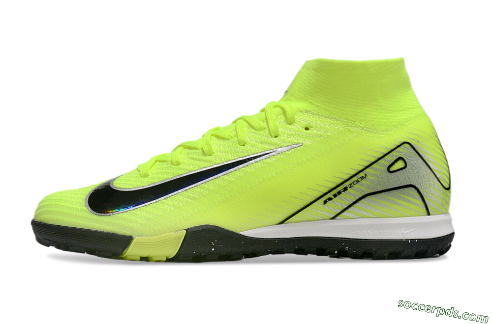 Nike Air Zoom Mercurial Superfly 10 Elite TF High-Tops Football Shoes - Yellow/Black/Silver 2