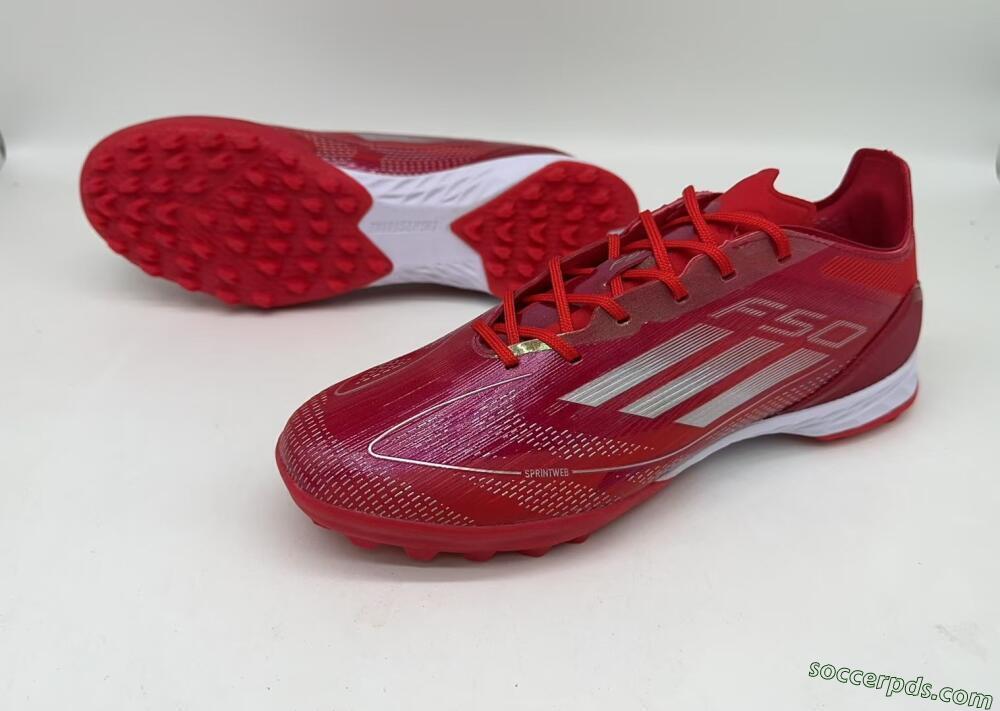 Adidas F50 Pro TF Low-Tops Football Shoes - Red/Silver/White