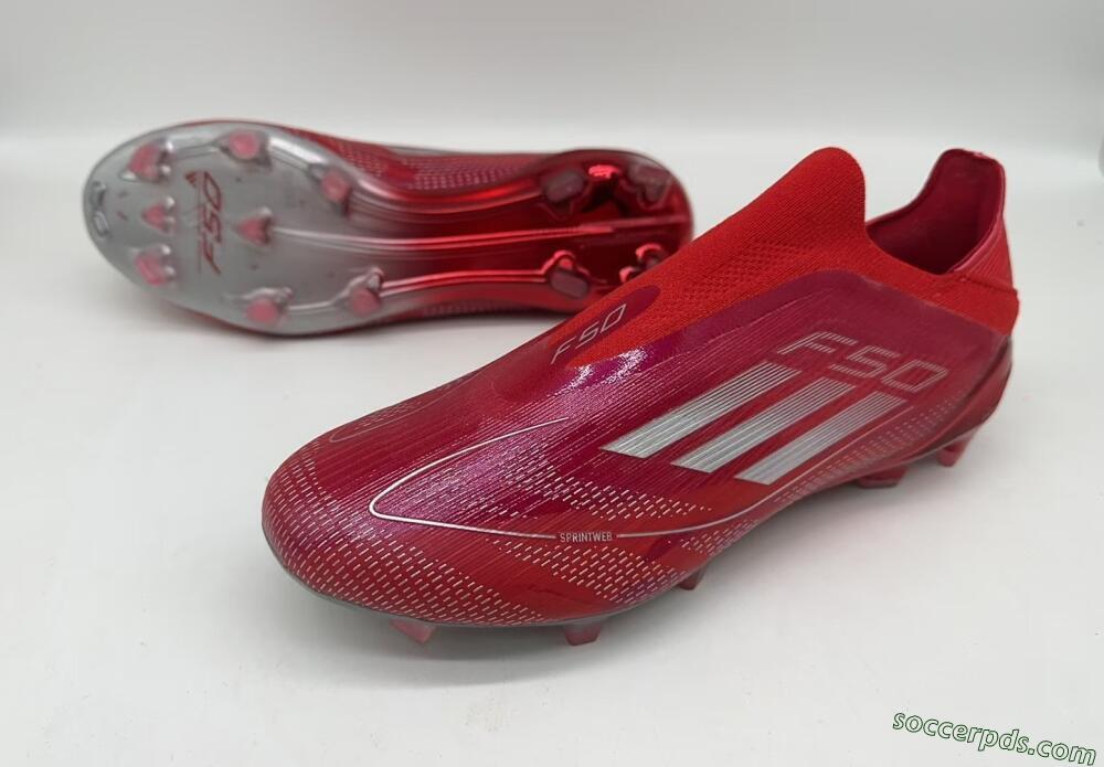 Adidas F50 Elite Laceless FG Low-Tops Football Boots - Red/Silver