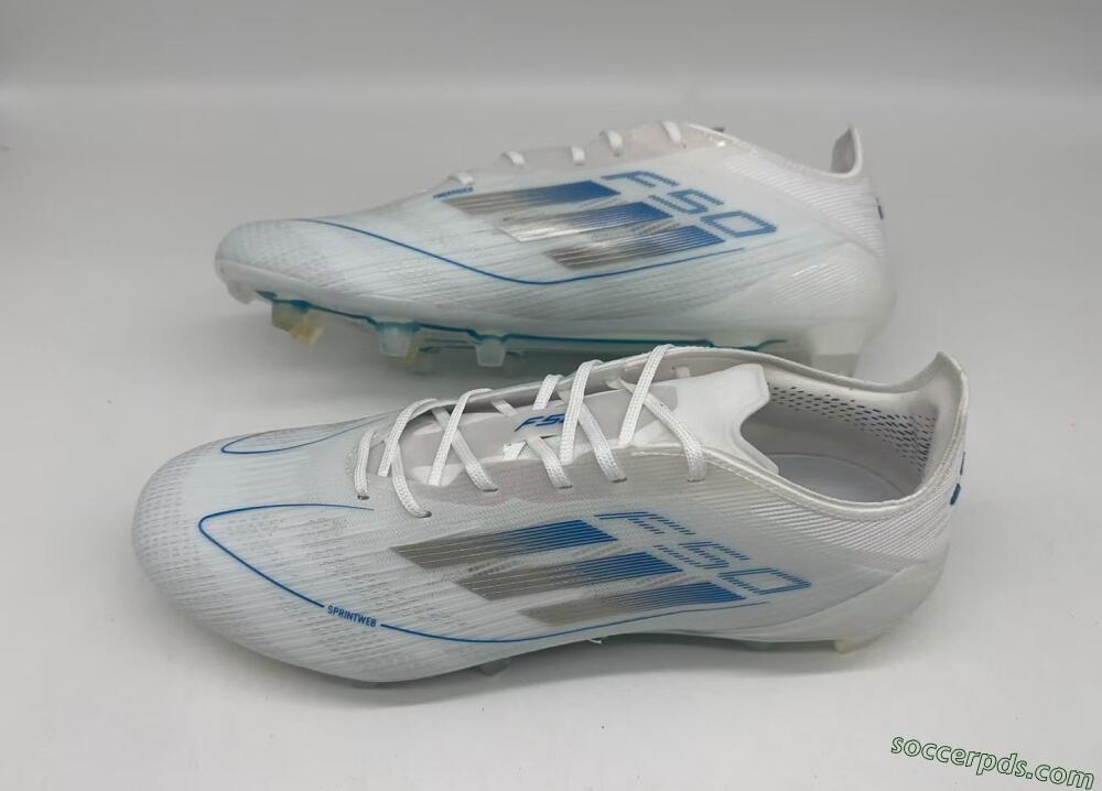 Adidas F50 Elite FG Low-Tops Football Boots - White/Silver/Blue