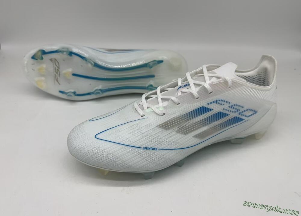 Adidas F50 Elite FG Low-Tops Football Boots - White/Silver/Blue