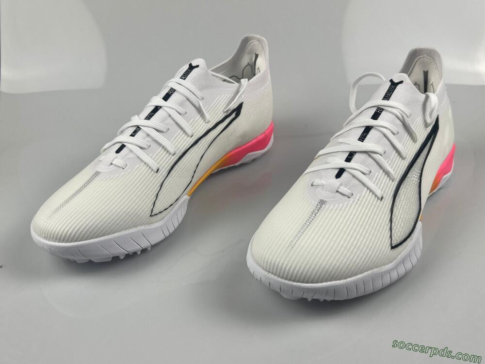 Puma Ultra Ultimate TF Low-Tops Football Shoes - White/Black/Yellow/Pink