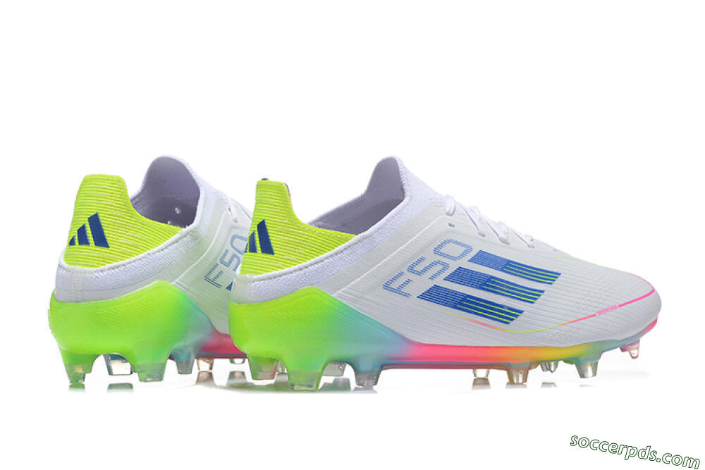 Adidas F50 Elite FG Low-Tops Football Boots - White/Blue/Yellow/Pink 6