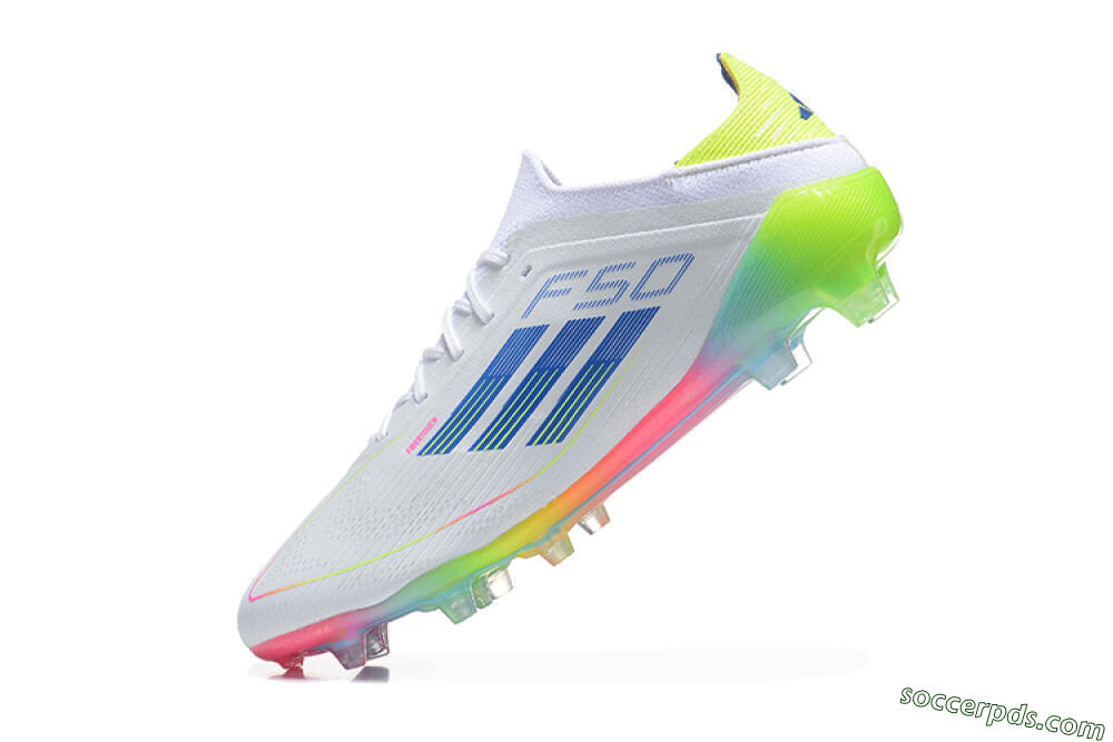 Adidas F50 Elite FG Low-Tops Football Boots - White/Blue/Yellow/Pink 5