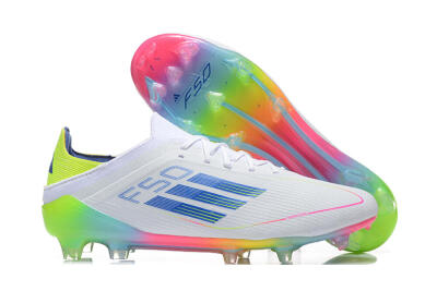 Adidas F50 Elite FG Low-Tops Football Boots - White/Blue/Yellow/Pink