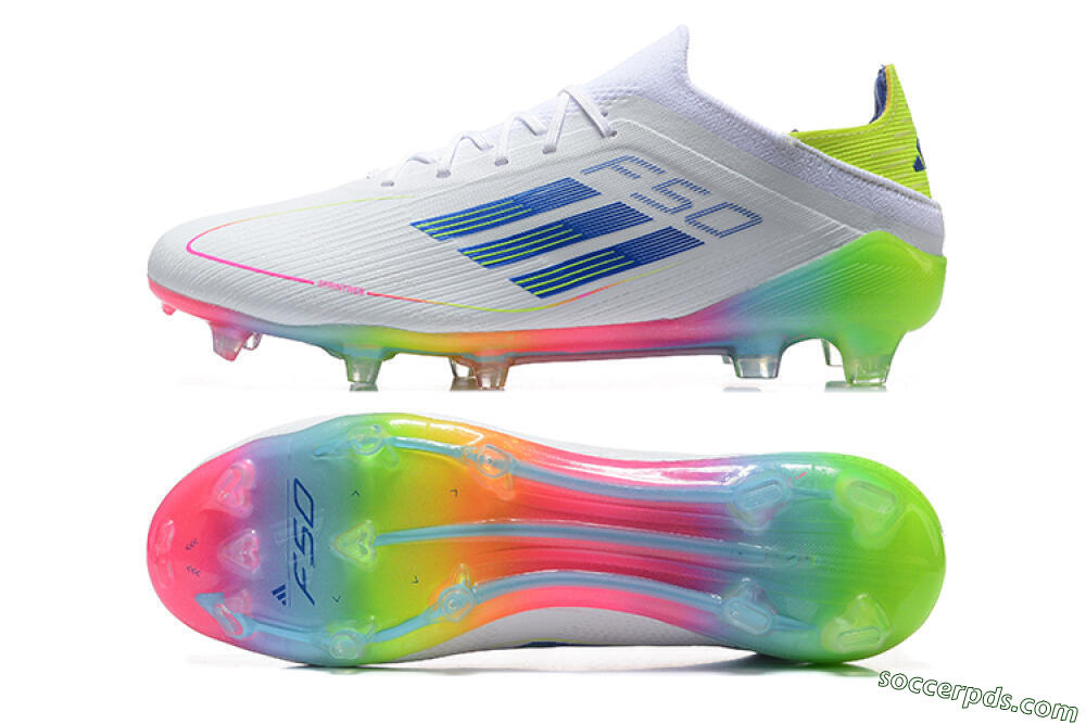 Adidas F50 Elite FG Low-Tops Football Boots - White/Blue/Yellow/Pink 0