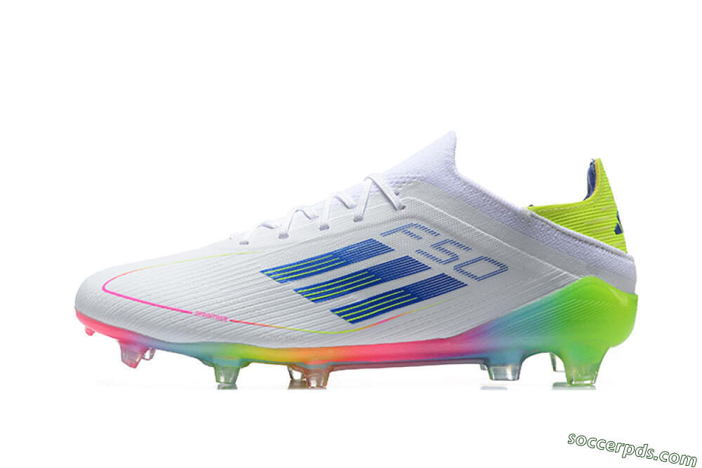 Adidas F50 Elite FG Low-Tops Football Boots - White/Blue/Yellow/Pink 2