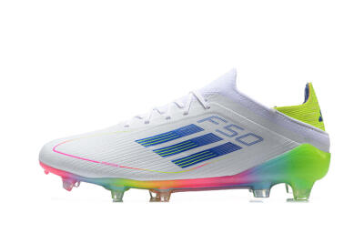 Adidas F50 Elite FG Low-Tops Football Boots - White/Blue/Yellow/Pink