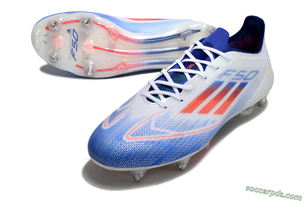 Adidas F50 Elite SG Low-Tops Football Boots - White/Blue/Red 3