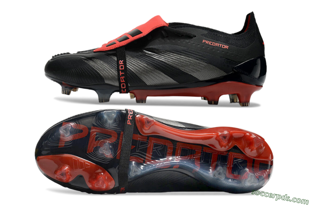 Adidas Predator Elite Tongue FG Low-Tops Football Boots - Black/Silver/Red 0