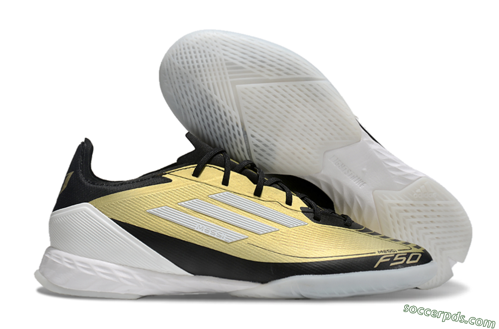 Adidas F50 Pro IC Low-Tops Football Shoes - Gold/White/Black 1