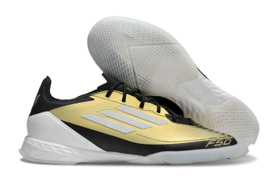 Adidas F50 Pro IC Low-Tops Football Shoes - Gold/White/Black