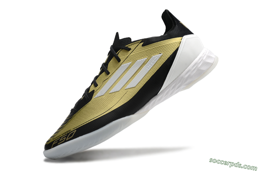 Adidas F50 Pro IC Low-Tops Football Shoes - Gold/White/Black 5