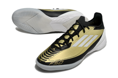 Adidas F50 Pro IC Low-Tops Football Shoes - Gold/White/Black