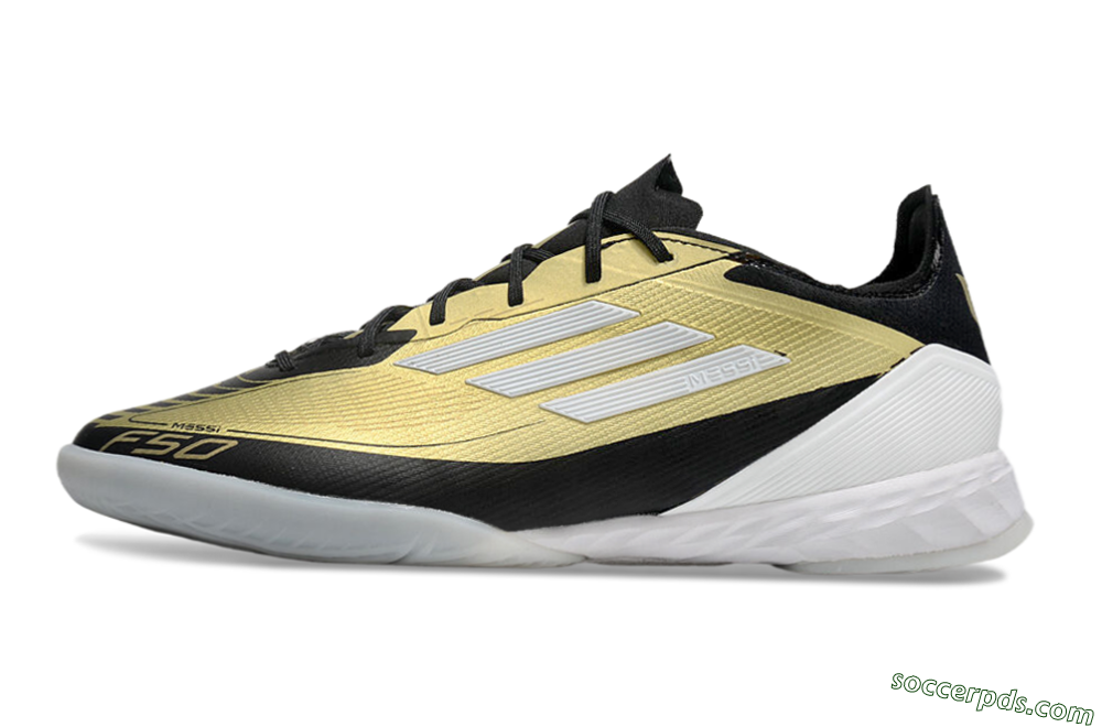 Adidas F50 Pro IC Low-Tops Football Shoes - Gold/White/Black 2