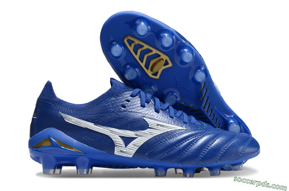Mizuno Morelia Neo 4 FG Low-Tops Football Boots - Blue/White/Gold 1