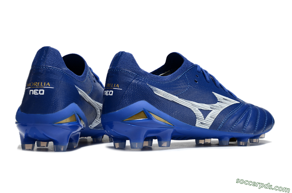 Mizuno Morelia Neo 4 FG Low-Tops Football Boots - Blue/White/Gold 6