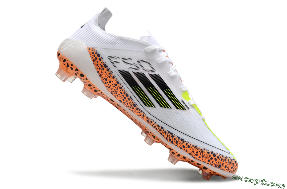 Adidas F50 Elite FG Low-Tops Football Boots - White/Black/Leopard/Yellow 4