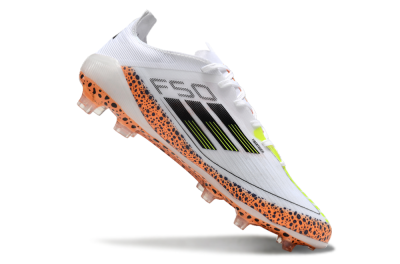 Adidas F50 Elite FG Low-Tops Football Boots - White/Black/Leopard/Yellow