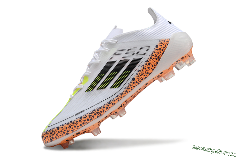Adidas F50 Elite FG Low-Tops Football Boots - White/Black/Leopard/Yellow 5