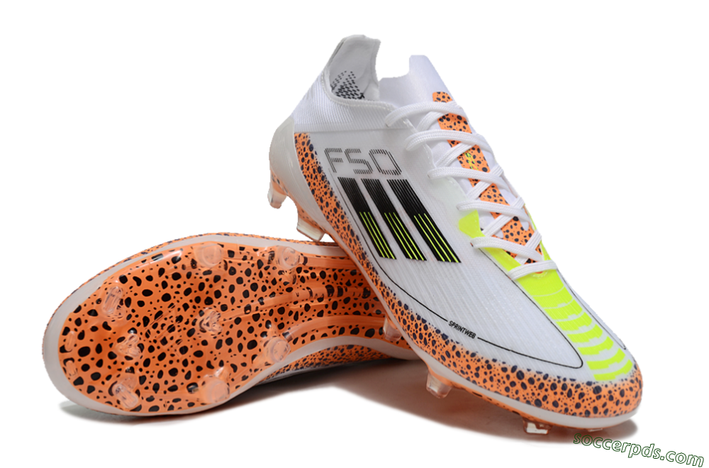 Adidas F50 Elite FG Low-Tops Football Boots - White/Black/Leopard/Yellow 3