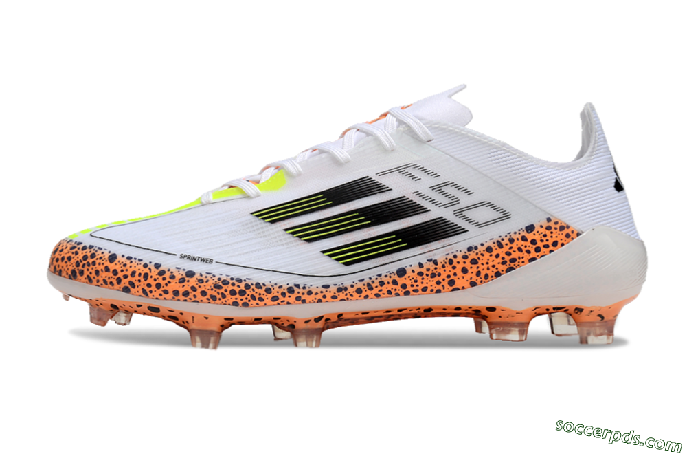 Adidas F50 Elite FG Low-Tops Football Boots - White/Black/Leopard/Yellow 2