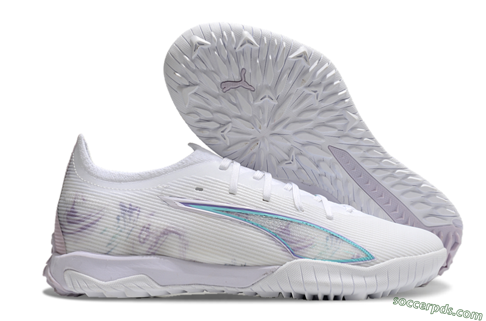 Puma Ultra Ultimate TF Low-Tops Football Shoes - White/Purple/Blue 1
