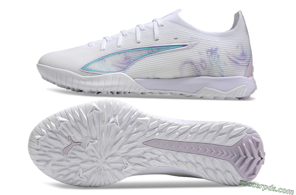 Puma Ultra Ultimate TF Low-Tops Football Shoes - White/Purple/Blue 0