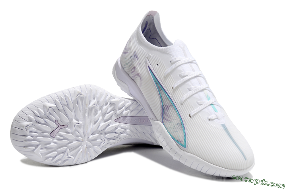 Puma Ultra Ultimate TF Low-Tops Football Shoes - White/Purple/Blue 3